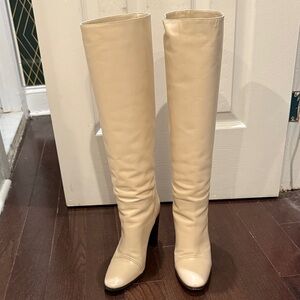 Marc Jacobs Cream Knee-High Heeled Boots